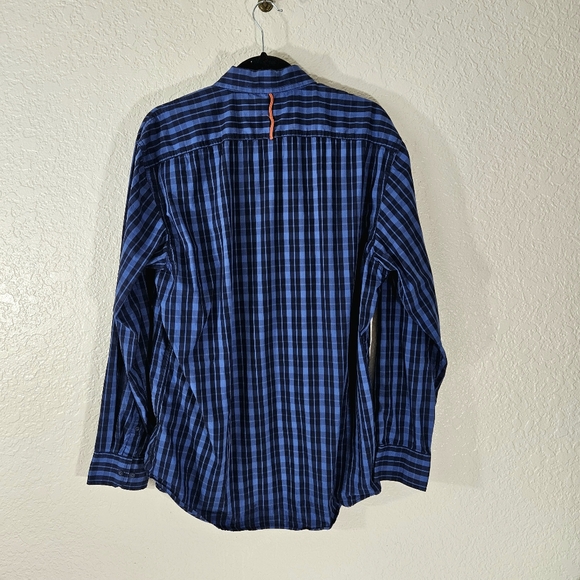 Izod Blue Plaid Long Sleeve Button Down Shirt - Picture 5 of 11